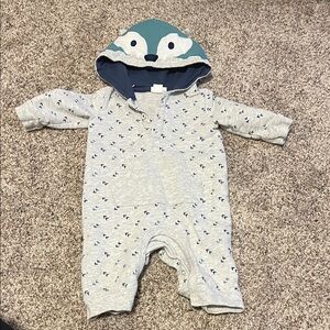 Cat & Jack Gray and Teal Fox Hooded Footie